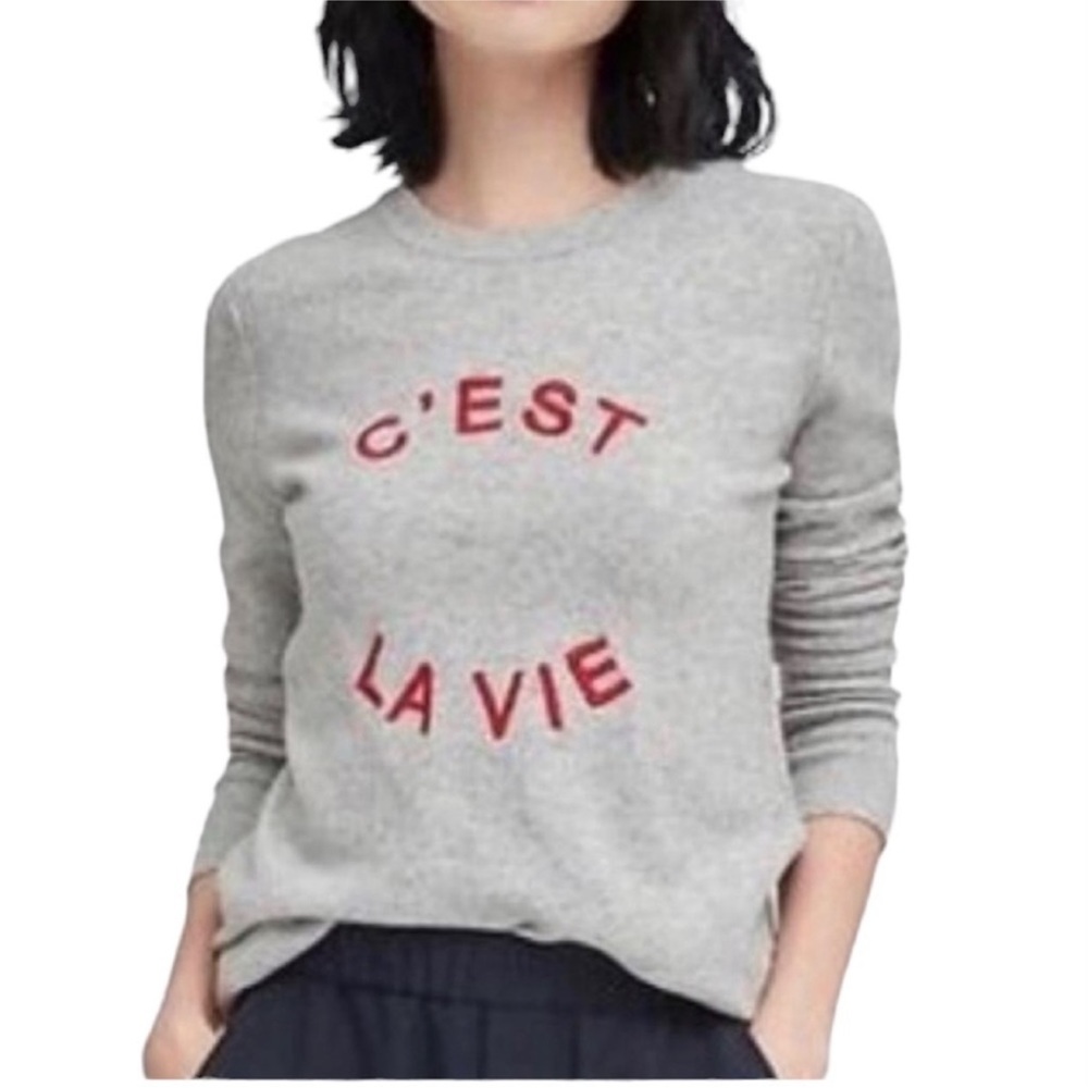 Banana Republic Gray Sweater with Red Text